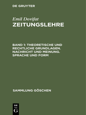 cover image of Theoretische und rechtliche Grundlagen. Nachricht und Meinung. Sprache und Form